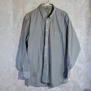 Geoffrey Beene Men's 16.5 34/35 Black White Striped Long Sleeve Dress Shirt